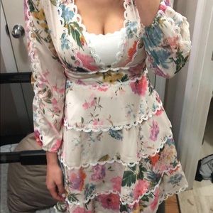 Floral tiered long sleeve dress